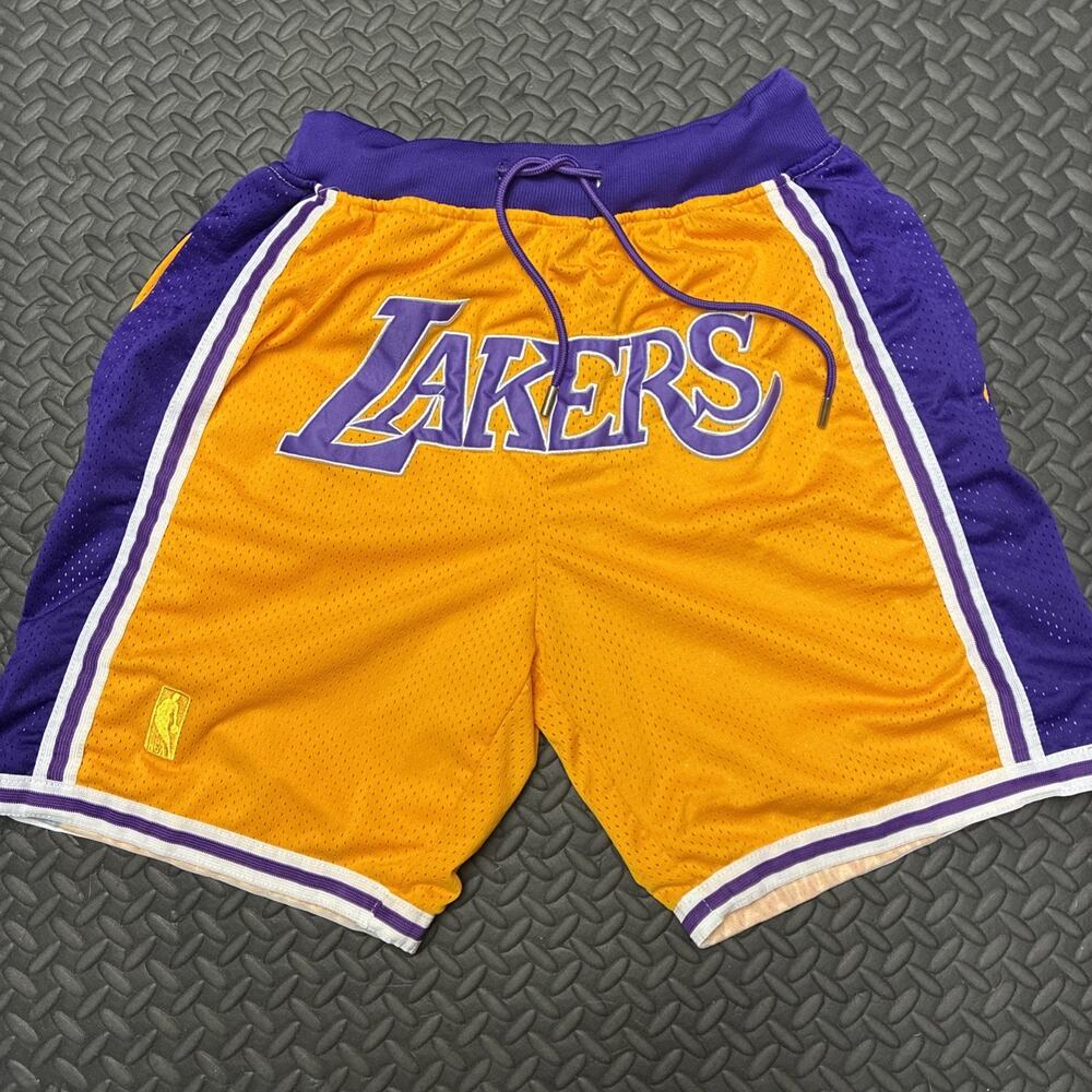 Just Don LA Lakers 1996-97 Basketball Shorts Large Yellow Purple Made in USA
